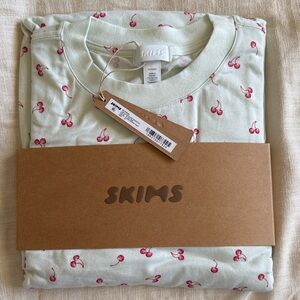 NWT SKIMS Mint Cherry Long Sleeve Boxer PJ set!